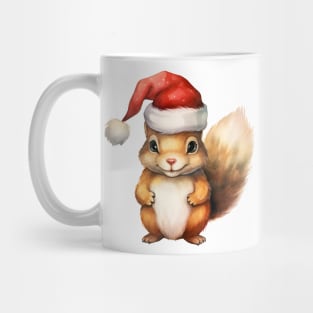 American Red Squirrel in Santa Hat Mug